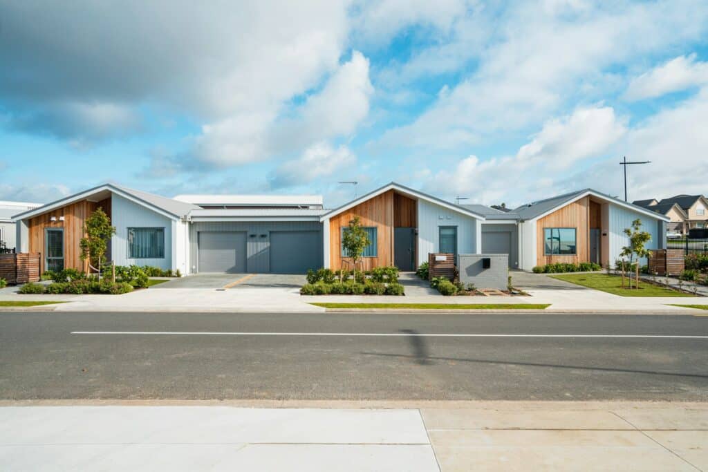 row of single story conjoined houses